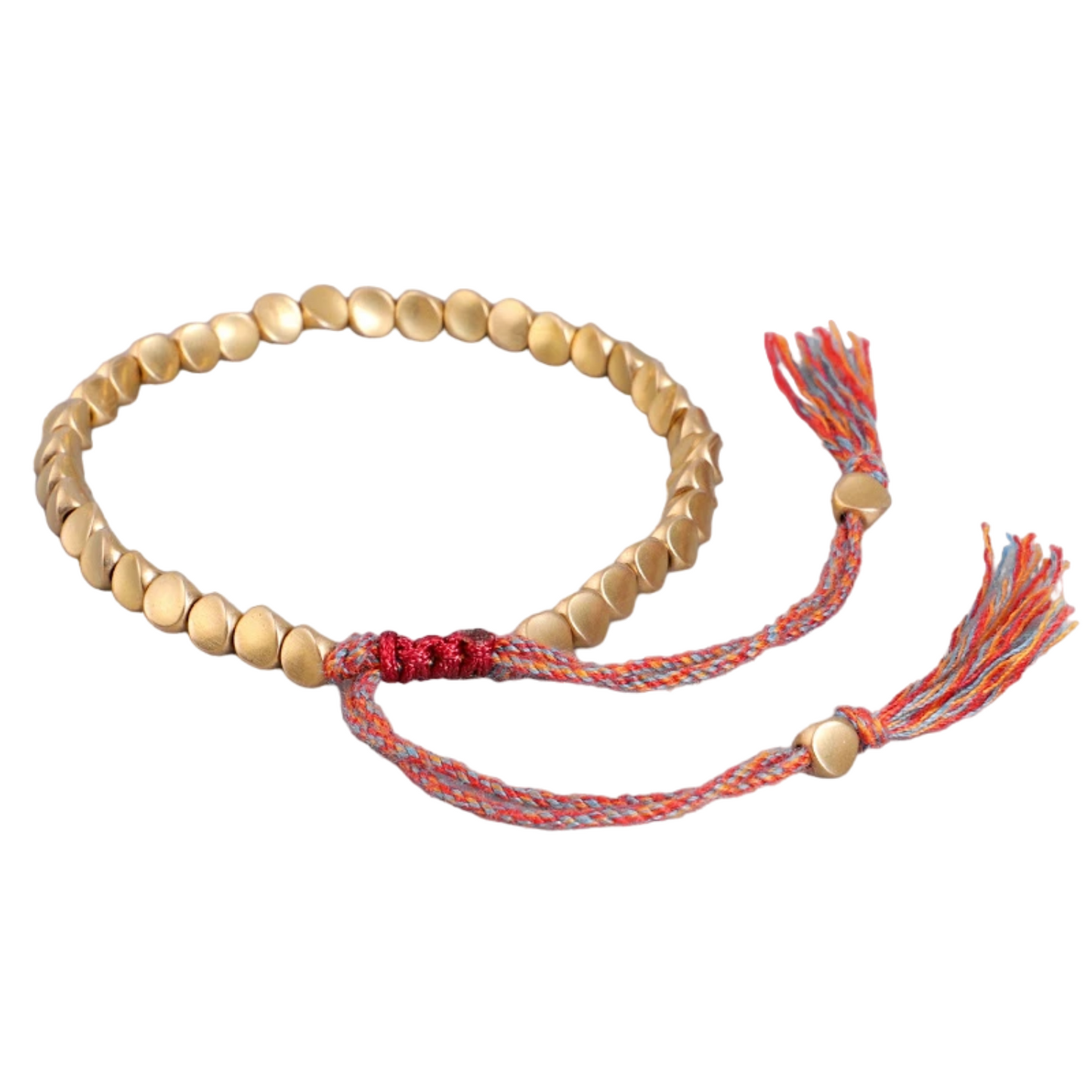 PULSERA HILO DE LA SUERTE CON CUENTAS DE COBRE TIBETANO